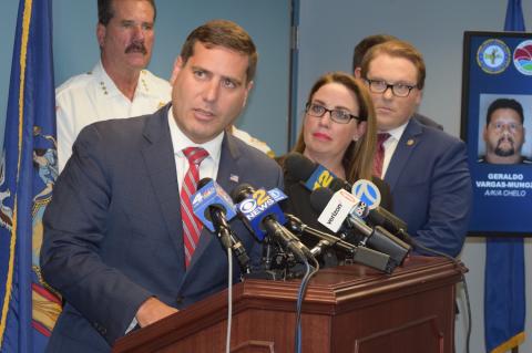 "There is an infrastructure put in place to facilitate this criminal activity," District Attorney Timothy D. Sini, at the microphone, said during a press conference on an Aug. 15 drug bust in Montauk.