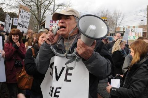 Bill Crain, pictured in East Hampton in 2014, has begun a sentence in a New Jersey jail after being arrested in the fall while protesting a bear hunt.