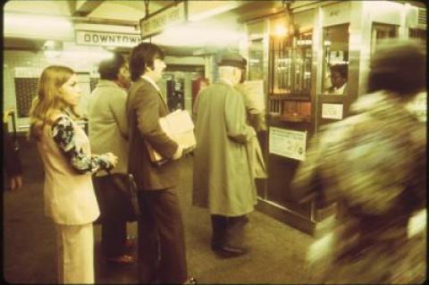 This photo of the New York City subway system’s Eighth  Avenue line was taken in 1974, in many ways a golden age of waiting.