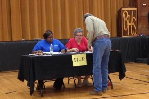 A voter at the polls in Bridgehampton on May 20 A voter at the polls in Bridgehampton on May 20