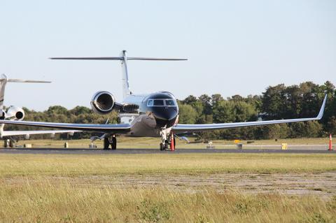A private jet at East Hampton Airport