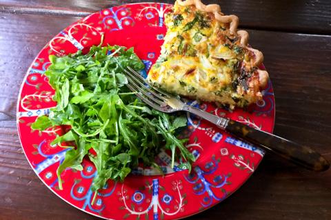 Spinach pie and greens