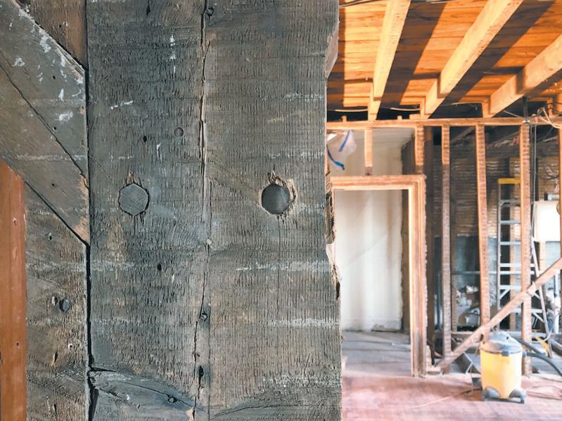 The gut renovation of the Montauk Lighthouse keeper’s quarters has revealed 100-plus-year-old construction details like this that some on the historical society’s lighthouse committee are loath to cover up.