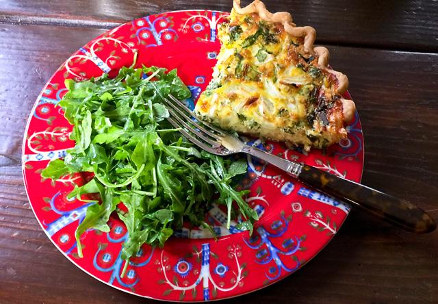 Spinach pie and greens